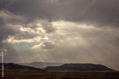 sun rays over the mountains