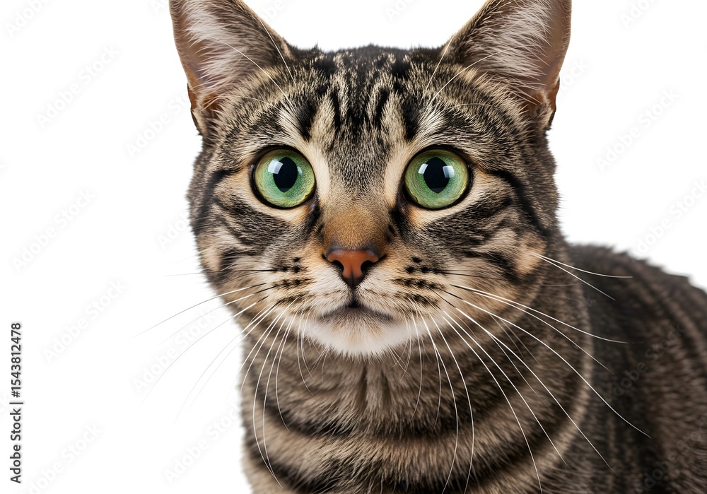 Fototapeta premium Tabby cat with wide green eyes