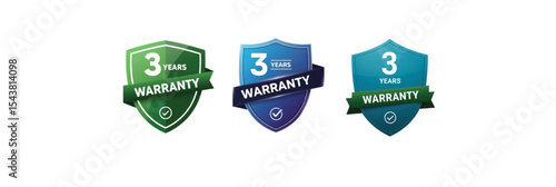 3-Year Warranty Shield Badges – Trusted Product Guarantee Design Icons