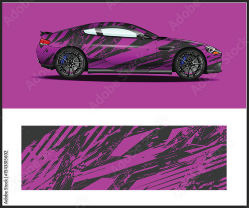 Mini Cooper Car Wrap Design with Abstract Geometric Pattern