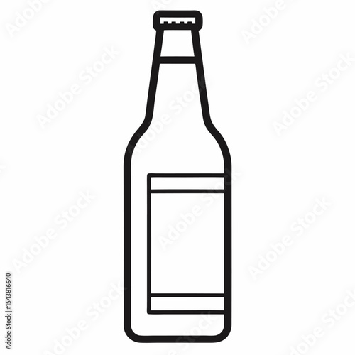 Line art of a beer bottle. Empty beer bottle design. Wine bottle icon.