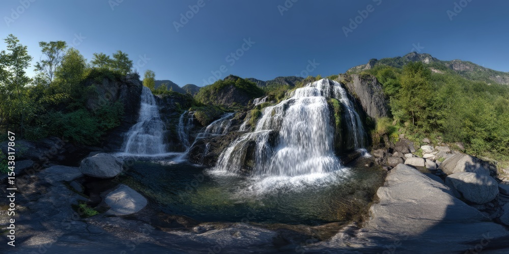 Fototapeta premium Waterfall adventure nature 360 degree hdr landscape outdoor view