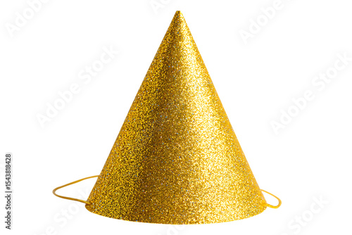Gold party hat isolated on black background