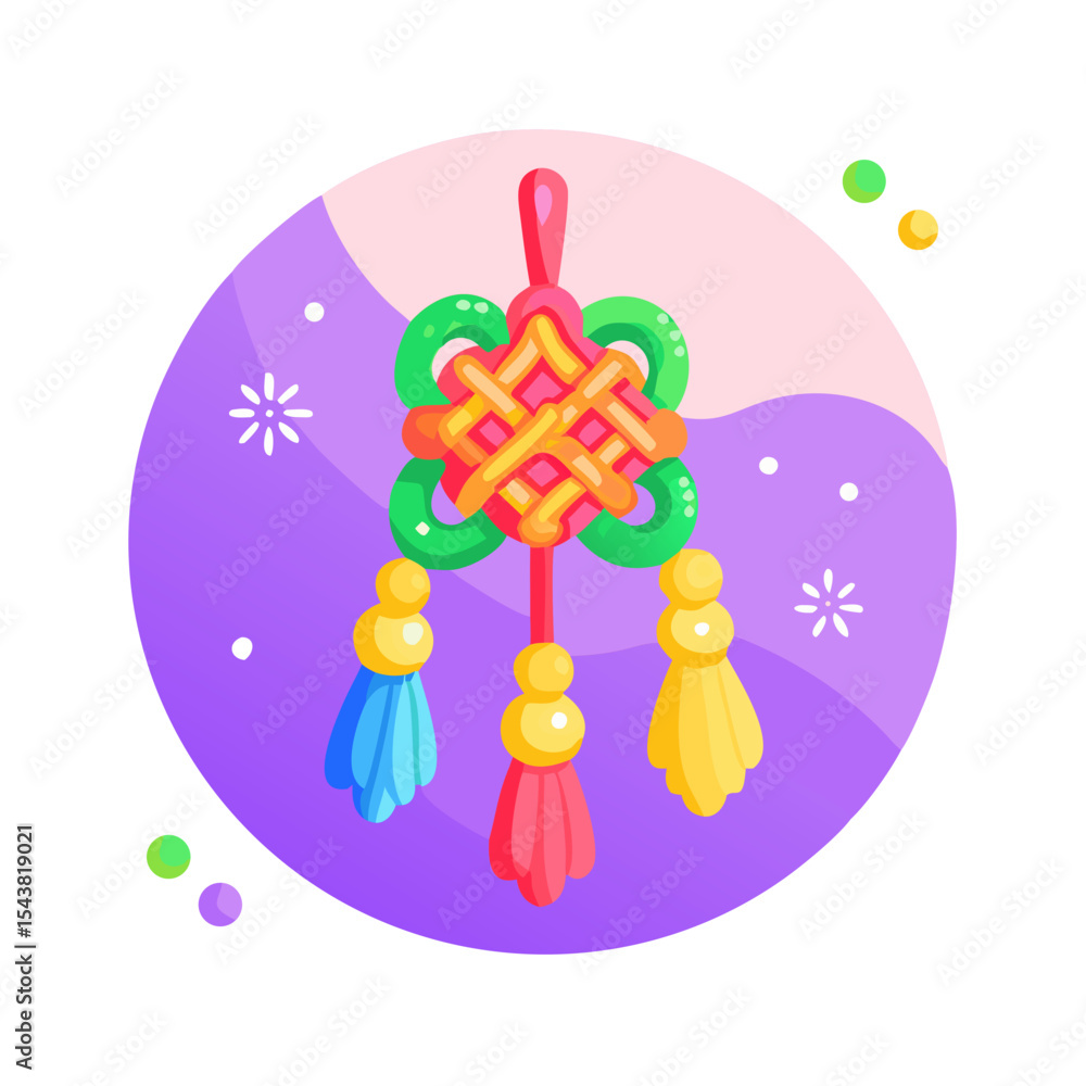 Fototapeta premium Lucky knot with tassels Holiday SVG Icon