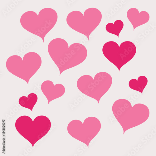 Flying Pink Paper Hearts with Text Space