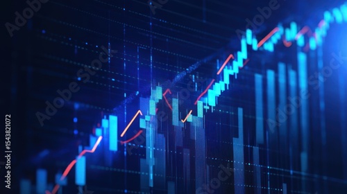 Digital chart of rising stock market