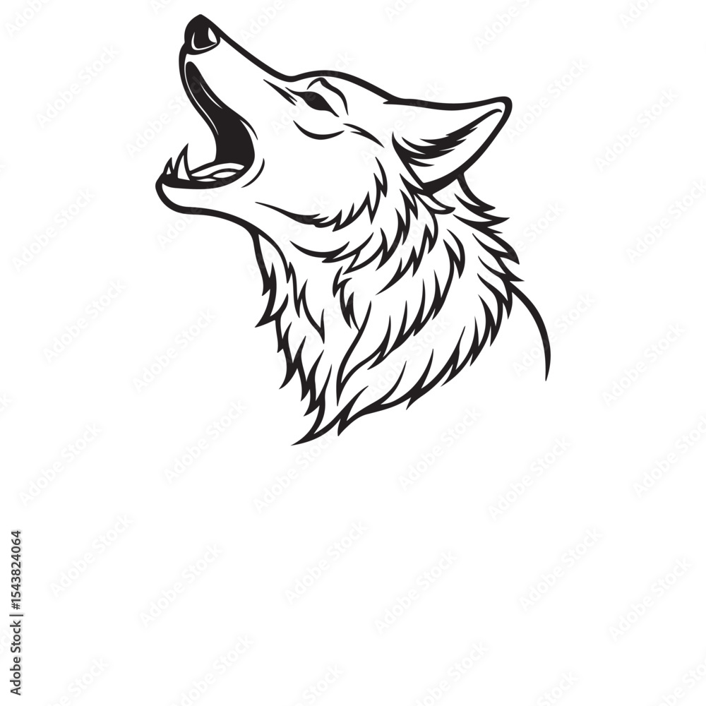 Fototapeta premium Wolf Howling head line art