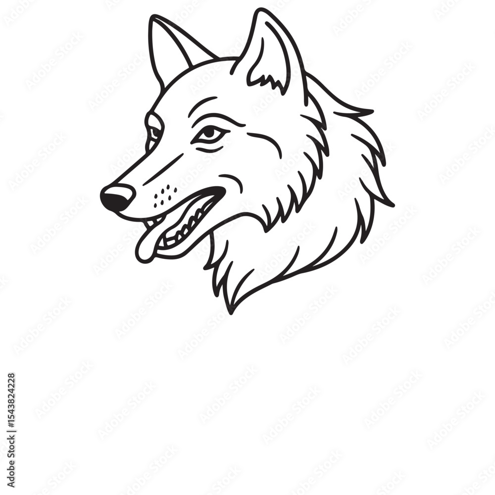 Fototapeta Wolf head line art