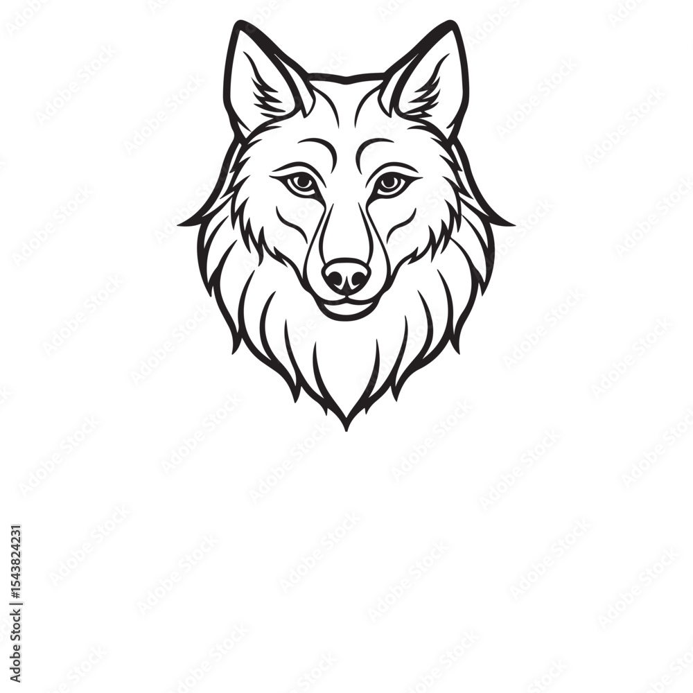 Fototapeta premium Wolf head line art