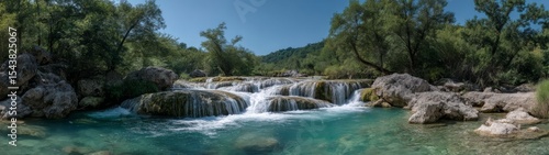 Waterfall serenity nature reserve 360 degree hdr panorama outdoor