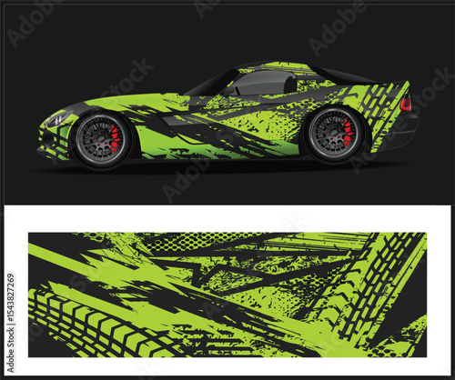 Green and White Mini Cooper Car Wrap Design