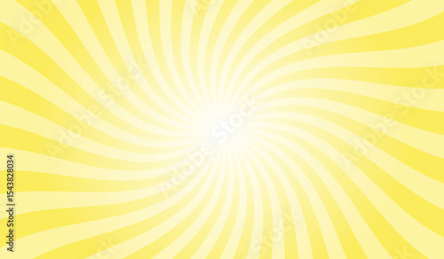 Yellow swirl sunburst background. Corn yellow radial retro glowing rays banner. Abstract retro whirlwind starburst vector abstract background. Twisted radial illustration.