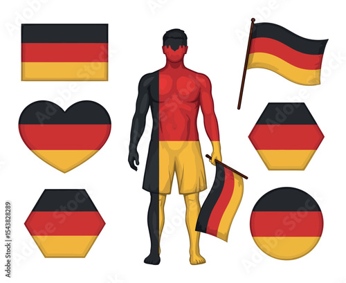 Germany Flag Designs and a Person with German Flag Colors