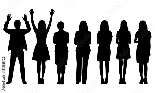 Silhouettes of diverse business professionals group
