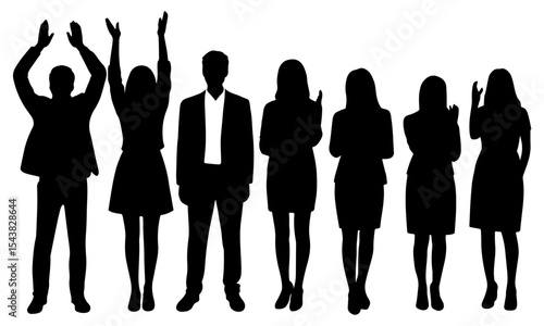 Silhouette of a group of diverse business people