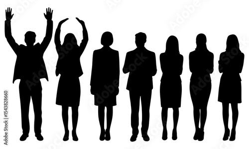 Silhouette of a group of diverse business people