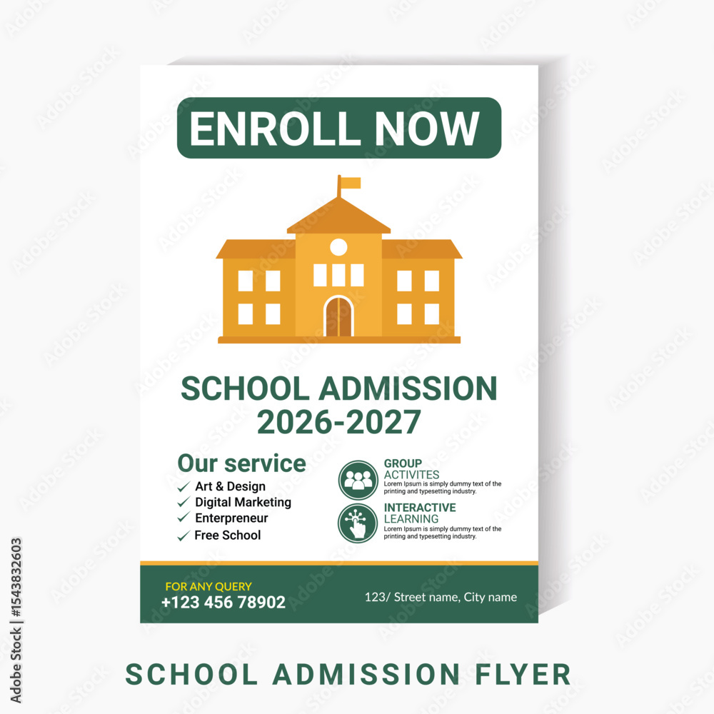 Modern School Admission Flyer Template for 2026–2027 – Editable Vector Design Modern School Admission Flyer Template for 2026–2027 – Editable Vector Design