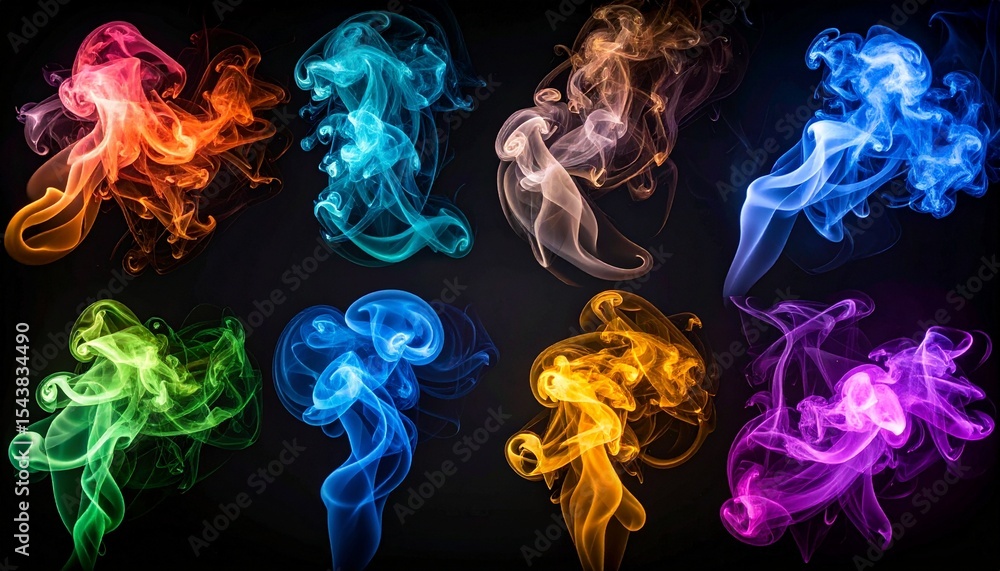 Fototapeta premium Colorful smoke on black background.