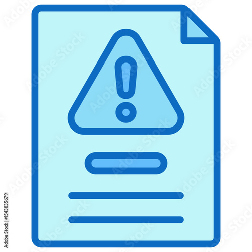 Alert Document - Blue Fill Outline Icon - Paper file with warning symbol, signaling critical written notifications