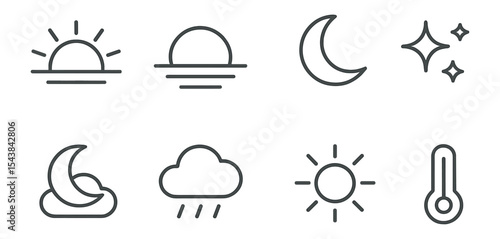 Weather, forecast outline icon set. temperature, climate, cloud icons linear collection
