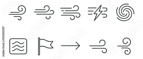 Weather, nature linear icon set. collection of atmospheric and climate symbols