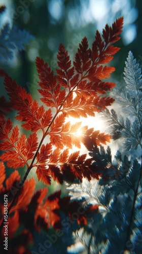 Autumn Fern Leaves Backlit  Sunlit Nature Photography  Botanical Collage