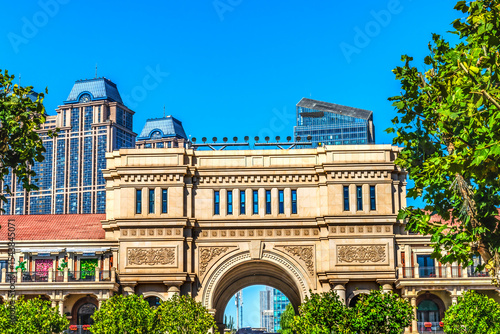 Wallpaper Mural Colorful apartments, Mianyuan Plaza Square, Tianjin, China. Originally a 1912 Soccer Stadium. Converted to Plaza Square to Commercial Space in 2012. Torontodigital.ca