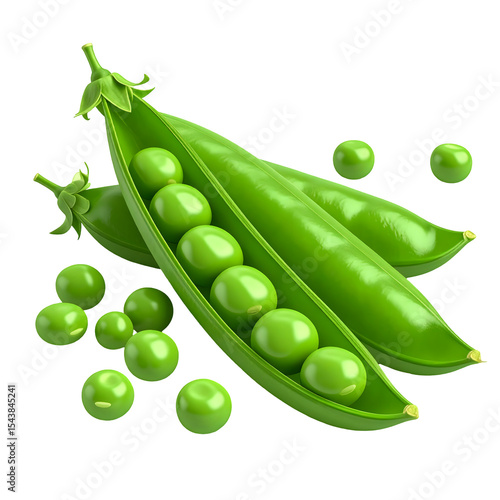 Fresh green peas in pods vegetable healthy food nutrition closeup diet isolated on  transparent background