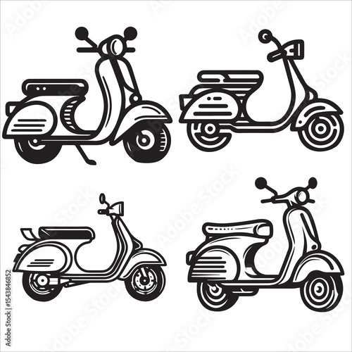 Simple Scooter Outline Vector Illustration