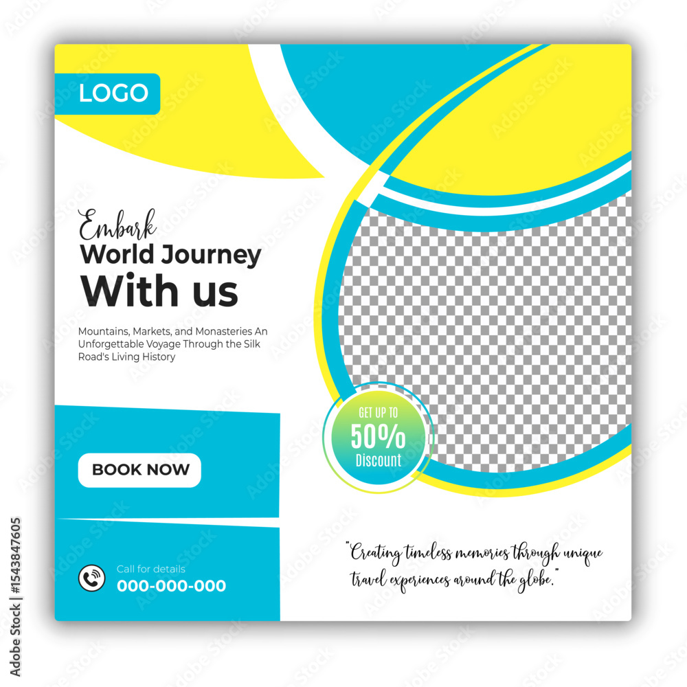 Obraz premium Travel and tour social media posts and web banner square design template
