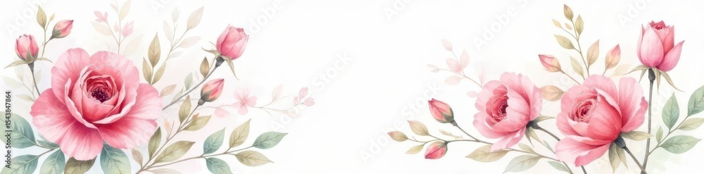 Fototapeta premium Delicate watercolor floral bouquet, soft hues on white , art, background