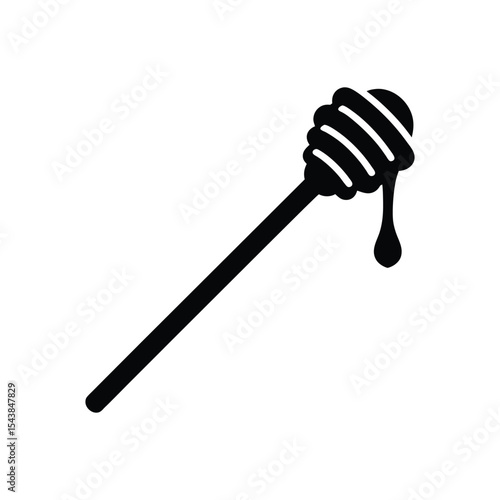 Honey dipper stick with dripping honey silhouette vector art illustration