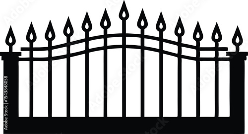 iron fence silhouette vector illustration
