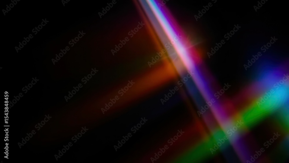 Blurred rainbow refraction overlay effect. Light lens prism effect on black background. Holographic reflection, crystal flare leak shadow overlay. Colorful rainbow disco ball light Blurred rainbow refraction overlay effect. Light lens prism effect on black background. Holographic reflection, crystal flare leak shadow overlay. Colorful rainbow disco ball light