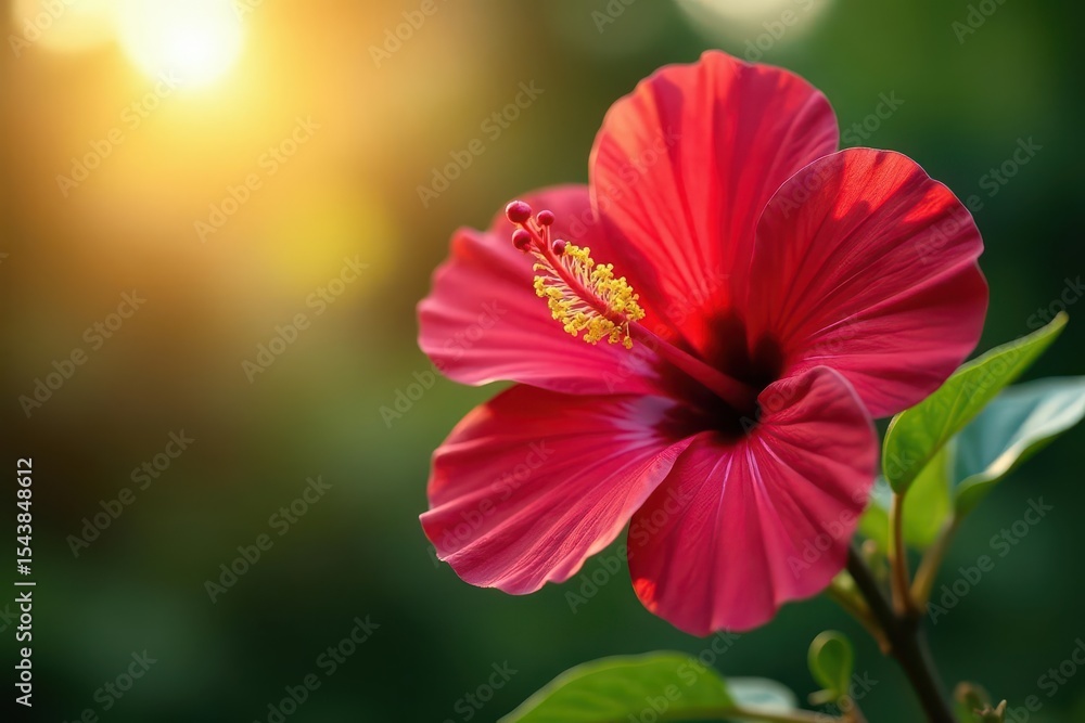 Hibiscus with sun rays brightening its petals, flowers, vibrant Hibiscus with sun rays brightening its petals, flowers, vibrant
