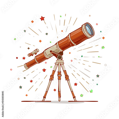 Astronomical Telescope Observation of Space Stars on a Black Background