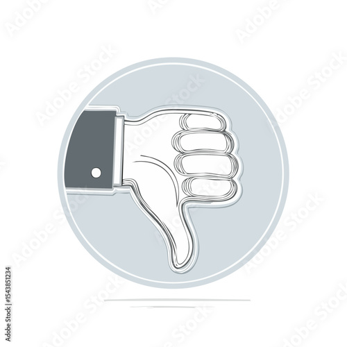 Hand Thumbs Down Gesture in Circle Negative Feedback Dislike Illustration Icon