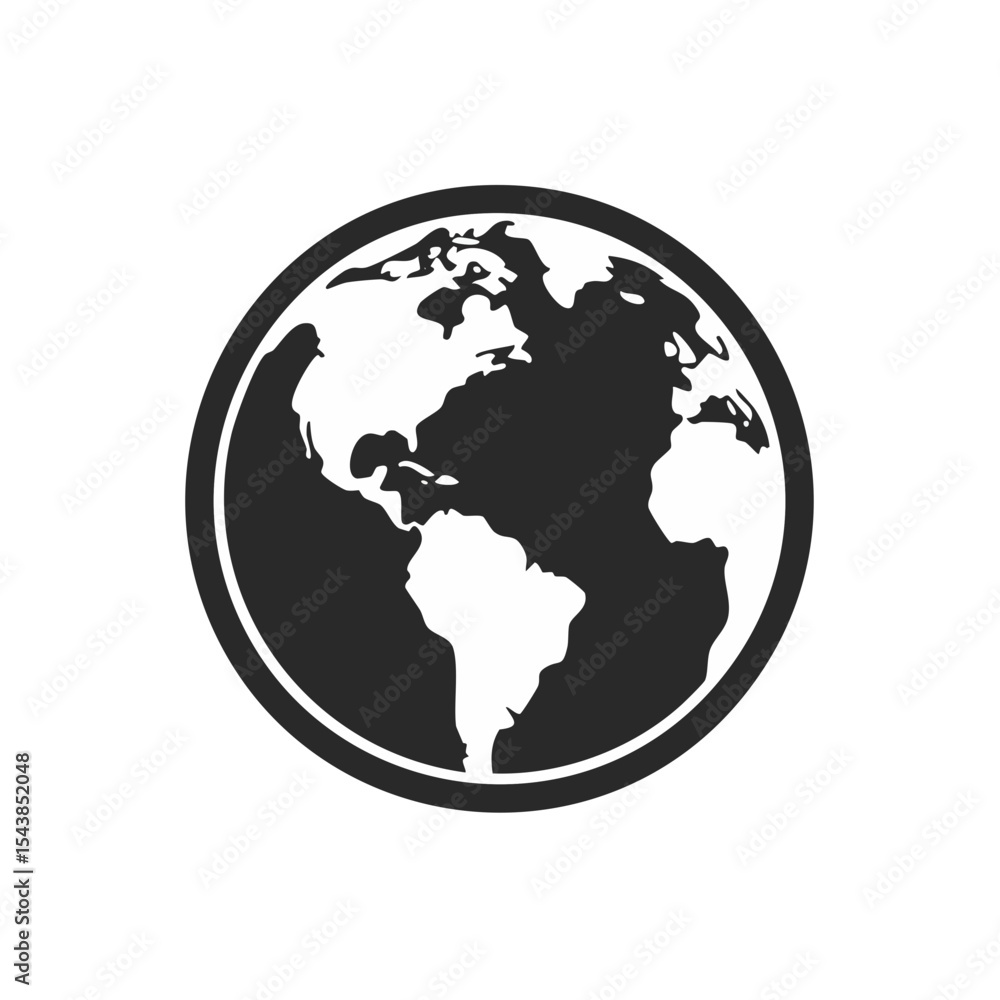 Monochrome Earth Globe Showing Continents and Oceans on a Black Background Monochrome Earth Globe Showing Continents and Oceans on a Black Background