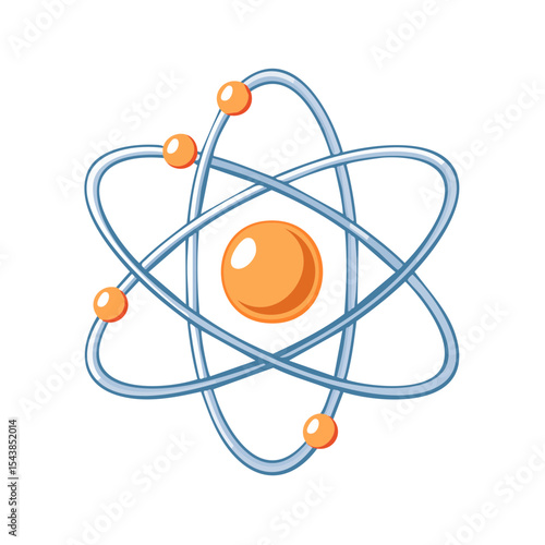 Science Structure Molecule Illustration with Orbitals and Nucleus on Black Background, Representing Physics Chemistry and Scientific Research