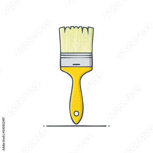 Paint brush illustration on black background painting tool equipment craft design flat design vibrant color renovation project brushstroke