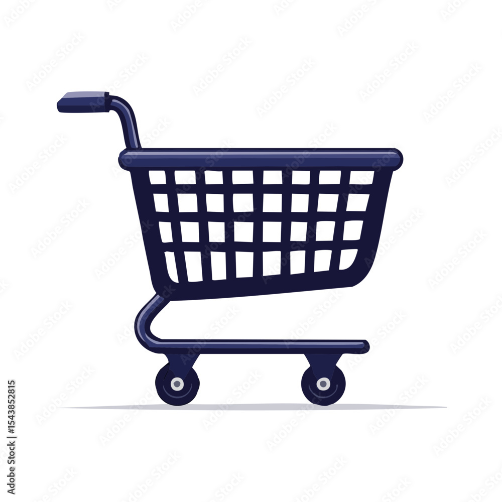 Blue Shopping Cart Illustration Isolated on Black Background with Shadow Blue Shopping Cart Illustration Isolated on Black Background with Shadow