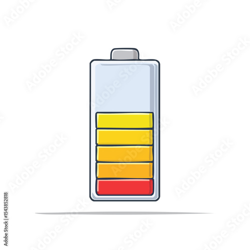 Low Battery Indicator Symbol Illustration Showing Energy Levels and Charging Status