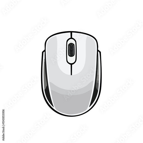 Modern White Computer Mouse Illustration Pointing Device Technology on Black Background Office Equipment Electronic Accessory
