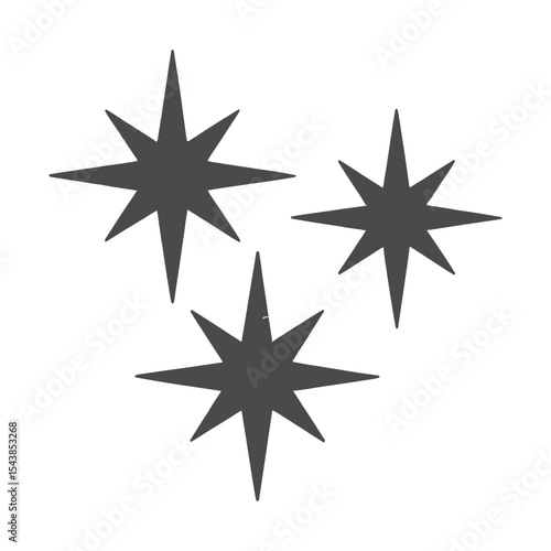 Three simple stylized stars on a white background