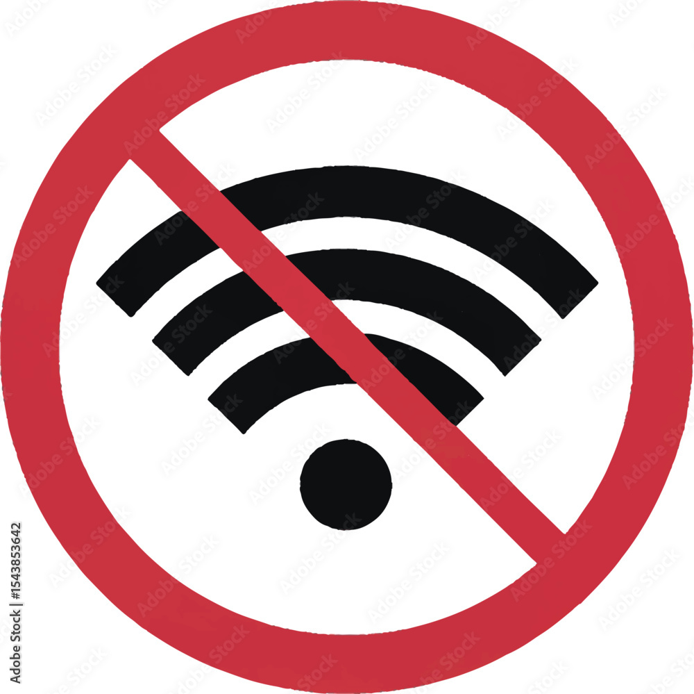 No WiFi Zone: A clear, visual warning, forbidding wireless internet access, presented with a bold symbol of prohibition. No WiFi Zone: A clear, visual warning, forbidding wireless internet access, presented with a bold symbol of prohibition.