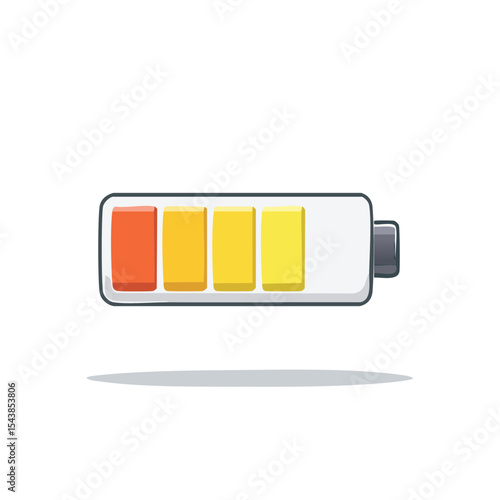 Depleted Battery Icon Displaying Low Power Cartoon Style on Black Background