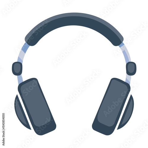 Studio Headphones Illustration with Blue and Gray Color Palette on Dark Background