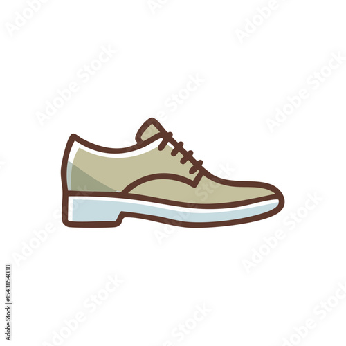Elegant brown oxford shoe illustration with laces for style and formal wear, fashion concept, isolated on black background