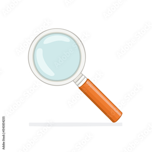 Magnifying glass illustration on black background with white surface exploring investigation tool for discovery and search icon.