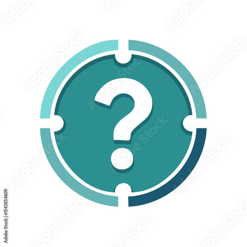 Teal Question Mark in a Target Circle on Black Background